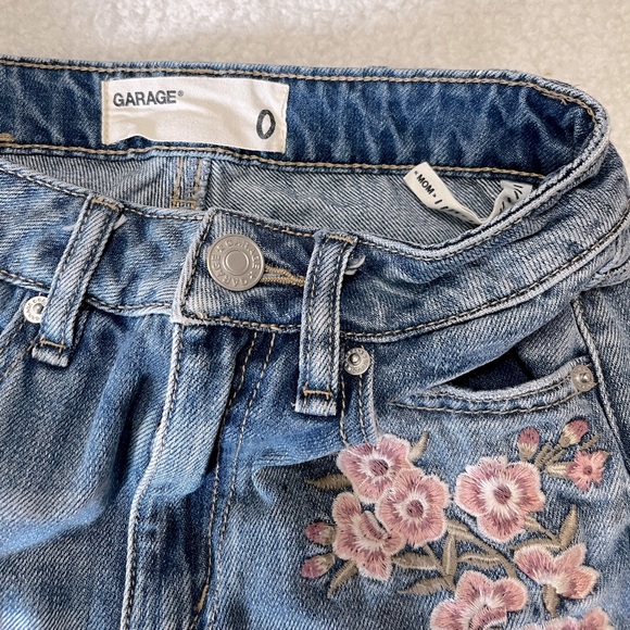 garage denim floral embroidered distressed mom jeans - Picture 5 of 11